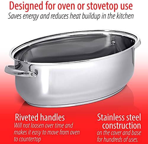 Stainless Steel Oval Fourteen Quart Roasting Pan — photo 4