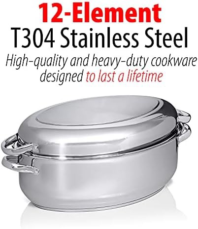 Stainless Steel Oval Fourteen Quart Roasting Pan — photo 5