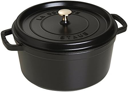 Matte black round cast iron oven 7 quart