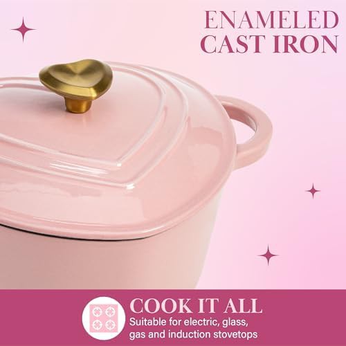 Pink heart shaped cast iron pot 2 quart — photo 4