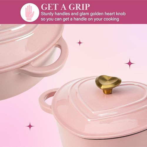 Pink heart shaped cast iron pot 2 quart — photo 5