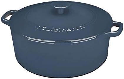 Provencial blue round 7 quart enameled cast iron dutch oven