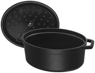 Large matte black oval cast iron cocotte — photo 3