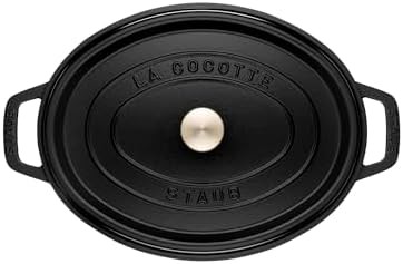 Large matte black oval cast iron cocotte — photo 4