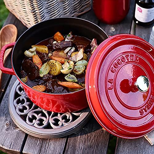 Cherry red round cast iron cocotte 5.5 quart — photo 5