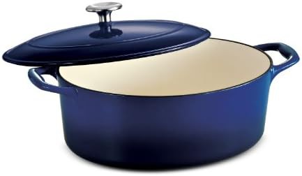 Oval enameled cast iron five quart pot