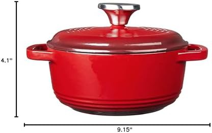 Red mini enameled iron braiser — photo 3