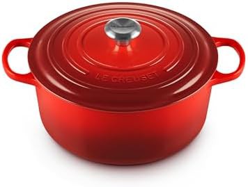 Cerise red self basting round dutch oven
