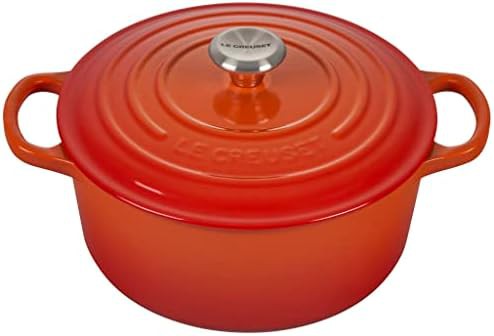 Flame orange round cast iron dutch oven 3.5 qt