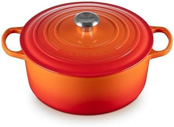Flame orange round enameled cast iron 7.25 qt