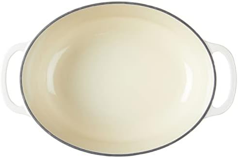 Oyster white enameled cast iron oval seven quart — photo 3