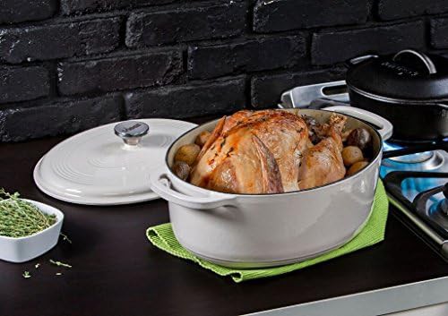 Oyster white enameled cast iron oval seven quart — photo 4
