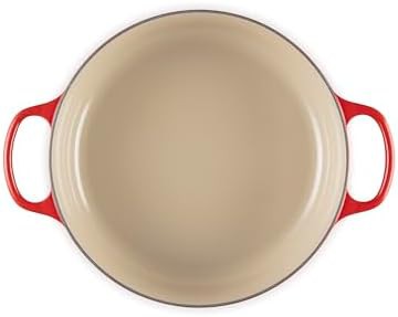 Cerise red wide enameled cast iron braising oven — photo 4