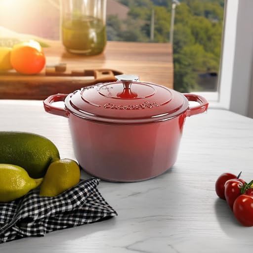 Scarlet red round seven quart braising oven — photo 5