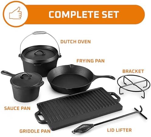 Seven Piece Pre Seasoned Cast Iron Set — photo 3