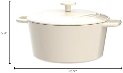 Cream round 7 quart enameled cast iron dutch oven — photo 3