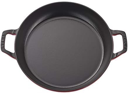 Cherry red shallow cast iron braiser — photo 3