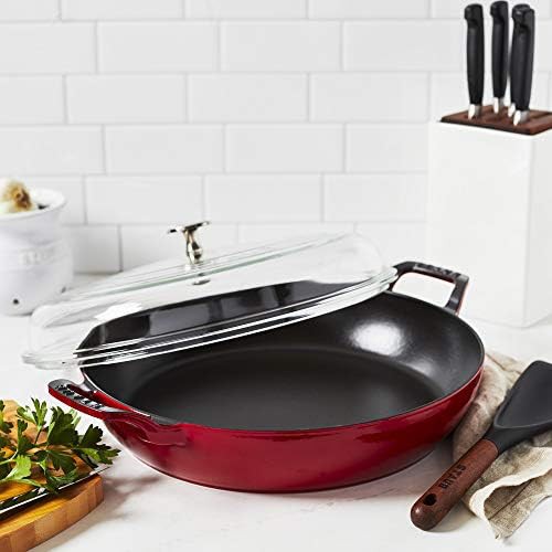Cherry red braiser with glass lid — photo 4
