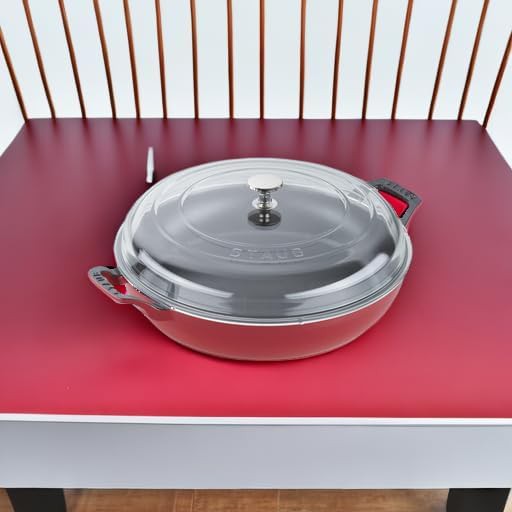 Cherry red braiser with glass lid — photo 5