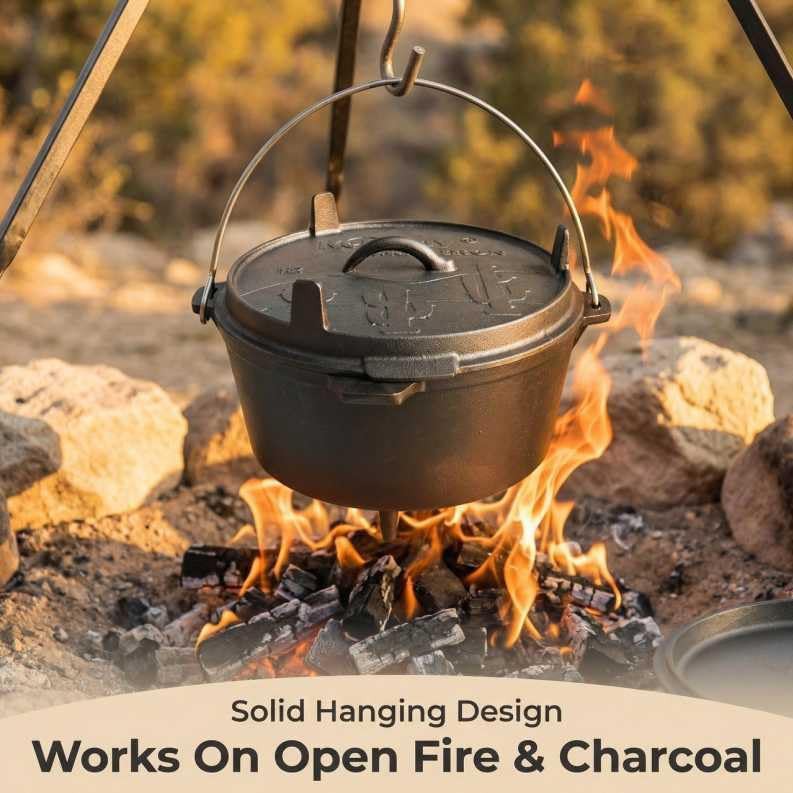 Camping cast iron pot with skillet lid — photo 5