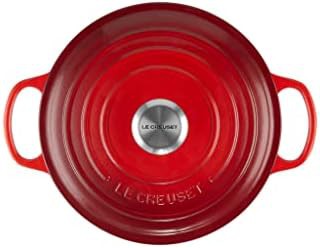 Cerise red shallow enameled cast iron dutch oven — photo 3