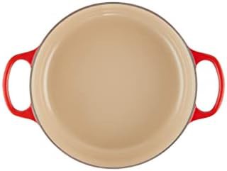 Cerise red shallow enameled cast iron dutch oven — photo 4