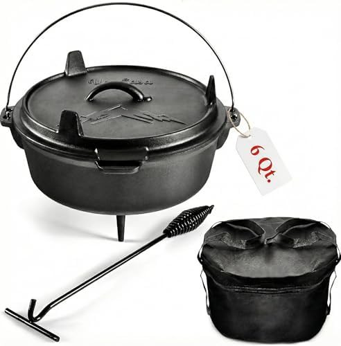 Six quart camping pot with lifter