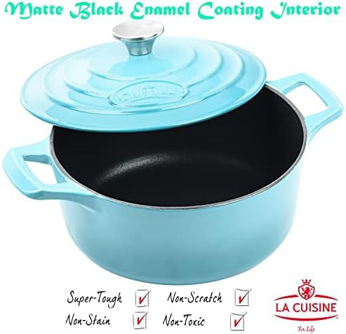 Teal enameled cast iron 2.1 qt pot — photo 3