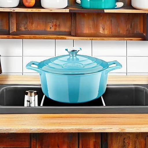 Teal enameled cast iron 2.1 qt pot — photo 5