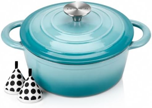 Teal 5 quart enameled bread baking pot