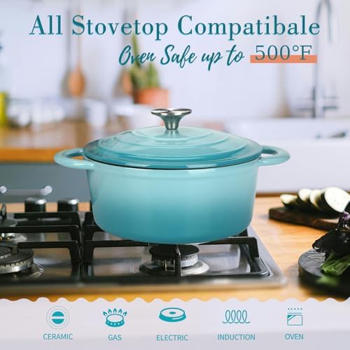 Teal 5 quart enameled bread baking pot — photo 4