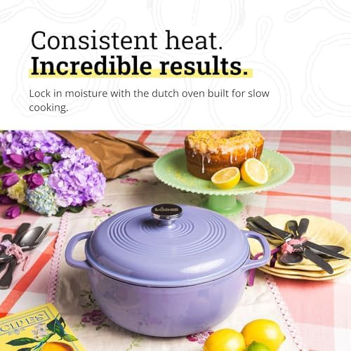 Lilac enameled cast iron six quart — photo 3