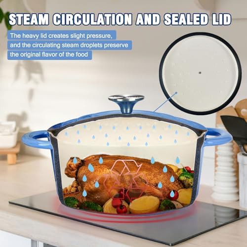 Blue 3 quart enameled cast iron dutch oven — photo 4