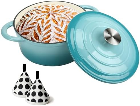 Teal 3 quart round enameled dutch oven