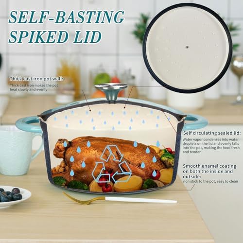 Teal 3 quart round enameled dutch oven — photo 4
