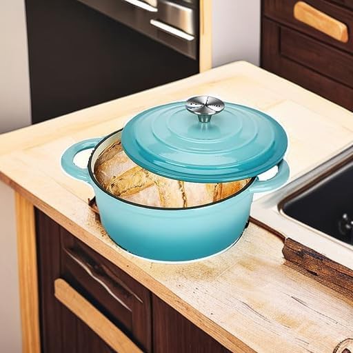 Teal 3 quart round enameled dutch oven — photo 5