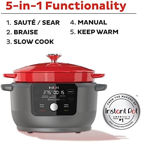 Red enameled cast iron 6 quart round electric dutch oven — photo 3
