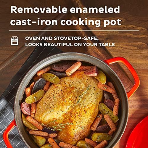 Red enameled cast iron 6 quart round electric dutch oven — photo 4
