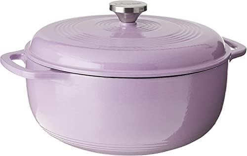 Lilac enameled cast iron oval seven quart oven