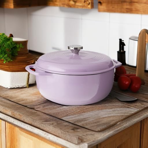 Lilac enameled cast iron oval seven quart oven — photo 5