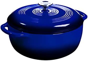 Indigo blue enameled cast iron three quart