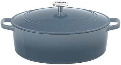 Gradient navy oval 7 quart enameled cast iron dutch oven