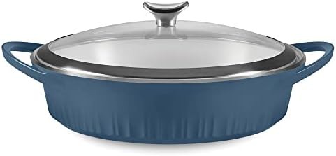 Navy blue cast aluminum braiser