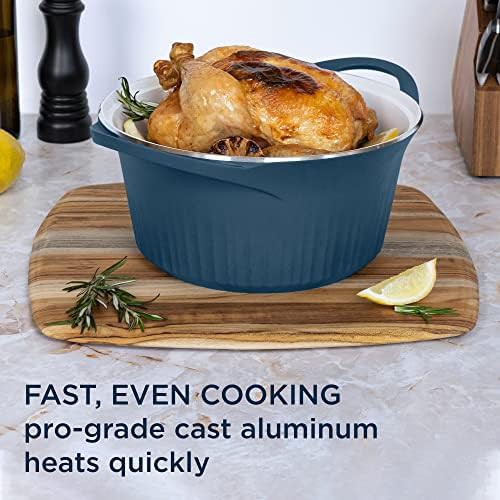 Navy blue cast aluminum dutch oven — photo 3