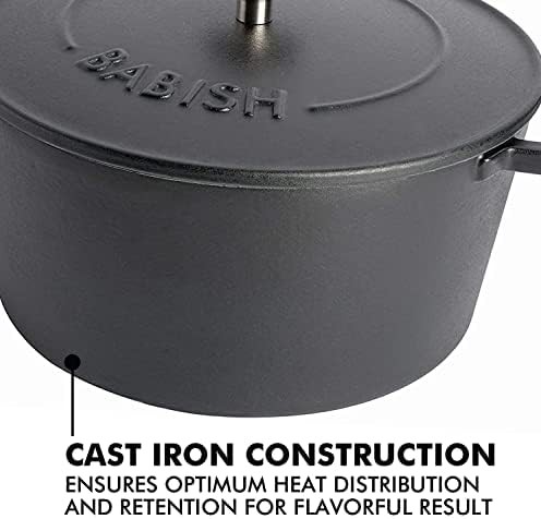 Matte black round six quart cast iron oven — photo 3