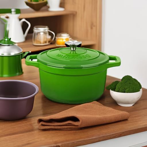 Green enameled cast iron mini pot — photo 5