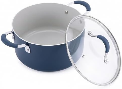 Nonstick five quart pot with glass lid