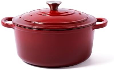 Cabernet red round enameled cooking pot