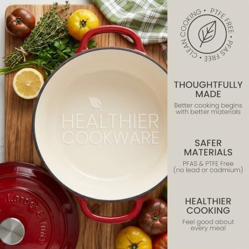Cabernet red round enameled cooking pot — photo 5