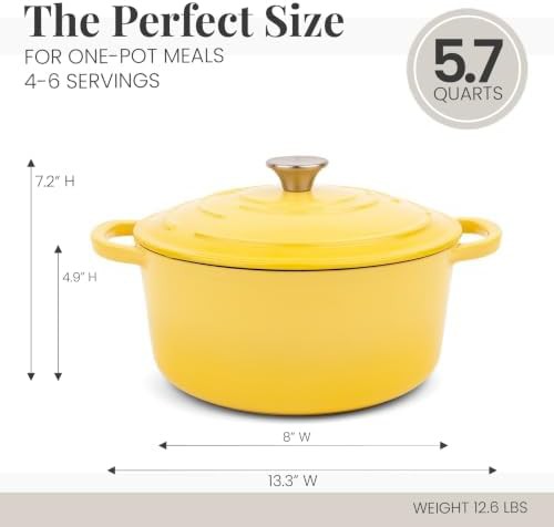 Limoncello yellow round enameled dutch oven — photo 4